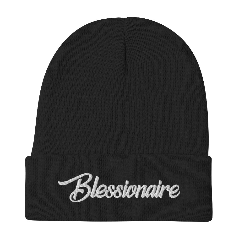 Blessionaire Apparel BLACK CUFFED BEANIE